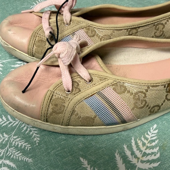 Gucci GG Monogram Canvas Ballet Flats - Pink/Tan - size 39 8-9 - Picture 12 of 15